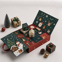 Calendrier de l'Avent de Noël personnalisé à double porte, 24 jours, boîte cadeau, compte à rebours des fêtes pour enfants, jouets et bonbons, matériaux rigides recyclés
