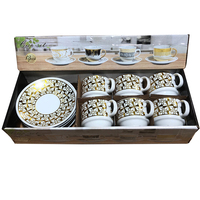 Ensemble de tasses à thé en porcelaine de style arabe de luxe 90ml tasse à café expresso en céramique et soucoupe lot de 6 pour les fêtes à la maison