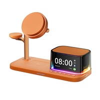 2025 New Design Wireless Charger with Wireless Speaker Digital Clock 5 in 1 Wireless Magnetic Charger for Iphone17 Charger Fast