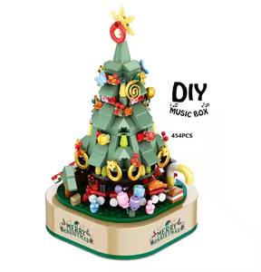2025 noël rotatif boîte à musique blocs de construction nouvel an bricolage assemblage jouet pour garçons filles étudiant activité cadeau Sets7 - Product Image 1