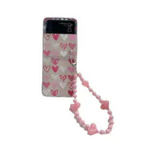 Protecteur de téléphone portable pour Samsung Galaxy Z Flip 1/2/3/4 produits de livraison directe 2023 Graffiti amour Bracelet peint téléphone sac