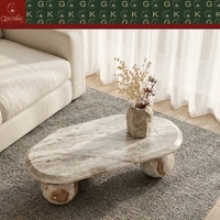 Table basse de luxe GOLDKING en marbre, centre de table ovale personnalisé en pierre pour décoration de salon moderne, unité de mobilier
