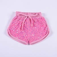 Celana Pendek Sequin Anak Perempuan Bahan Yoga Hiasan Pita Celana Tari Anak Pinggang Tinggi Logo Custom MOQ Rendah Grosir