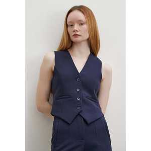 Chaleco con Copas Forradas para Mujer, Azul Marino, con Cinturón - Product Image 6