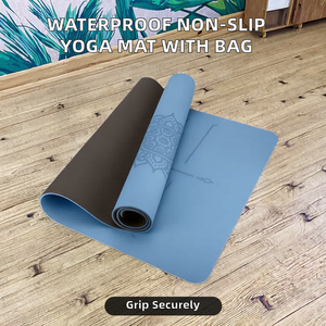 Tapis de <span class=keywords><strong>yoga</strong></span> et de pilates imperméable et antidérapant, longueur 183 cm, ajustement universel, double couleur, 6 mm TPE, avec sac et sangle - Product Image 2