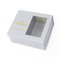 Caja de regalo vacía de flores, cajas magnéticas abiertas con ventana, de lujo, personalizadas, color gris