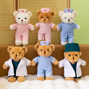 Songshan Toys Cute soft nurse bear doll white angel plush toy doctor dressed custom printed logo teddy bear stuffed animal gift