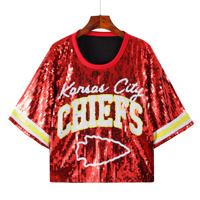 Prêt à expédier - T-shirt en sequins des Kansas City Chiefs - Maillot de football américain - T-shirt en sequins des Kansas City - Maillots de football