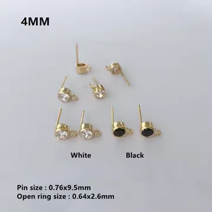 Anti kararmaz 14K altın dolgulu Post çiviler yuvarlak Birthstone elmas çerçeve kulak düğme küpe kadınlar için gümüş 925 takı aksesuarları - Product Image 6