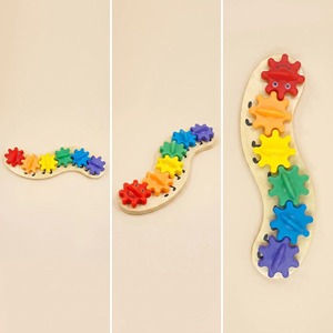 Jouet en bois pour bébés et enfants, maison d'activités perforée, accessoires DIY, jeu de liaison d'engrenages, puzzle éducatif précoce, 0-24 <span class=keywords><strong>mois</strong></span> - Product Image 2