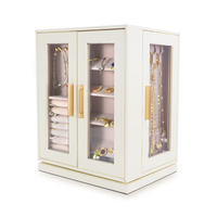 Boîte de rangement pour bijoux de luxe avec logo personnalisé, rotation à 360 degrés, en cuir PU, pour bagues, boucles d'oreilles, colliers, organiseur de voyage pour bijoux