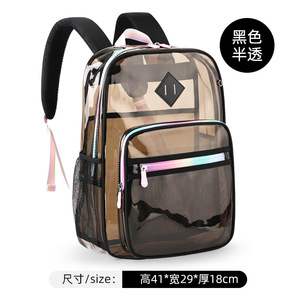 Transparent PVC Student <b>Backpack</b> <b>Large</b> Capacity Waterproof School Bag Softback External Frame Zipper Travel Daypack - Product Image 5