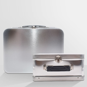 Fine Quality Silver Color Food Storage Plain Tin Lunch Box with Handle
