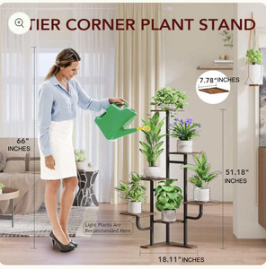 Support de plantes moderne de style nordique <span class=keywords><strong>d</strong></span>'intérieur, grand porte-<span class=keywords><strong>fleurs</strong></span> en métal incurvé, éclairage de croissance, plusieurs étagères <span class=keywords><strong>d</strong></span>'<span class=keywords><strong>angle</strong></span> <span class=keywords><strong>pour</strong></span> la <span class=keywords><strong>d</strong></span>écoration de la maison et du jardin - Product Image 4