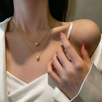Collier à billes à double rangée minimaliste Gaovo, plaqué or 18 carats, en acier inoxydable, bijoux de mode polyvalents pour femmes