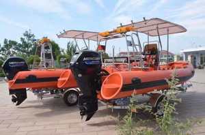 Zhenbo RIB-580D, Bote Semirrígido de 5.8m <span class=keywords><strong>con</strong></span> Consola Central, <span class=keywords><strong>Motor</strong></span> Fuera de Borda, Toldo Grande en Forma de T, Capacidad para 12 Personas, ORCA Hypalon RIB 580 - Product Image 6