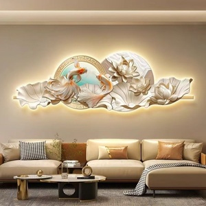 Venta Directa de Fábrica: Cuadro LED con Diseño de Peces Koi y Flores, Impresión UV, Corte de Bordes, Pintura de Animales para Sala de Estar - Product Image 4