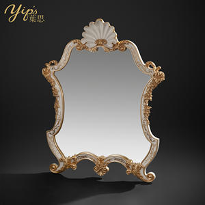 Yips กระจกตกแต่งคอนโซล LD-2004-1853กลางศตวรรษที่ทันสมัยภาพวาดด้วยมือรูปใบไม้ทองที่ทำด้วยมือโอกาสวันเกิดไม้ - Product Image 2