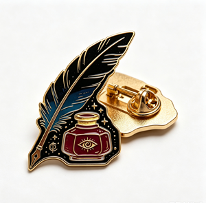 Custom Feather and Ink Bottle Enamel <b>Pin</b> Gold Plated Metal <b>Badge</b> Souvenir <b>Pin</b> for Clothing and Gift - Product Image 3