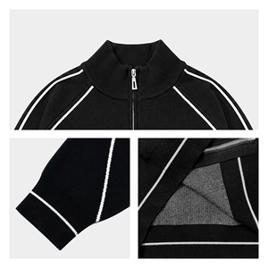Suéter de Punto Personalizado OEM ODM, Chaqueta Informal de Punto de Algodón con Logotipo Jacquard para Otoño e Invierno, Cárdigan de Punto con Cremallera - Product Image 3