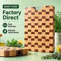 En stock, planche à découper en bois d'ébène carrée à double face Keman Duo Checkerboard, de qualité alimentaire, en bois massif, pour une utilisation domestique en cuisine