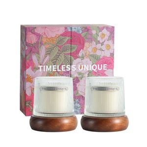 Ready to Ship Luxury Scented Candle Gift Set 2pcs MOQ Garden of Dreams Soy Wax with Pine Wood Base Heavyweight <b>Box</b> for <b>Wedding</b> - Product Image 1