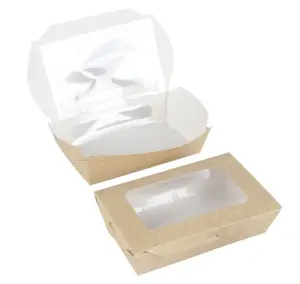 一次性透明窗便当快餐外卖包装食品盒棕色牛皮纸沙拉三明治饭盒