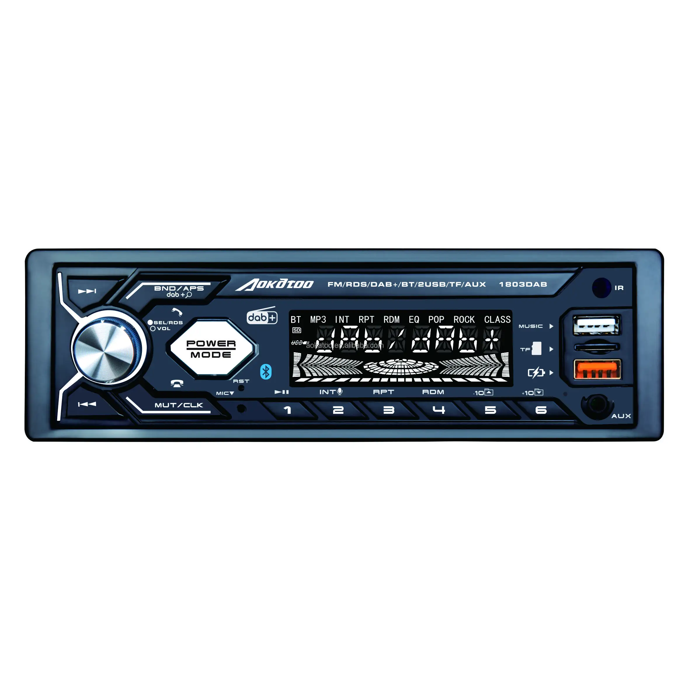 1DINカーラジオMP3プレーヤーステレオオートラジオ (BT FM AM RDS DAB USB SD AUX-IN APPコントロールTFカード接続付き)