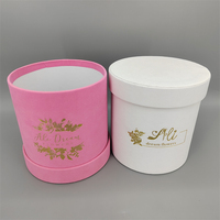 Boîtes d'emballage rondes de luxe personnalisées en carton recyclé avec options de logo personnalisé pour roses et fleurs préservées