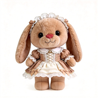 Peluche Lapin Marron Doux avec Bandeau, Adorable Lapin en Peluche Personnalisé avec Robe