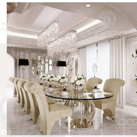 Ensemble table et chaises de style crème français pour plusieurs personnes, table de banquet haut de gamme 10 places, luxe