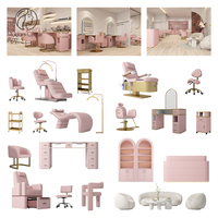 Madamcenter Ensemble Complet Mobilier de Salon de Beauté, Équipement Complet pour Barbiers, Esthéticiennes et Spas