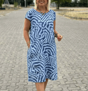 Vestido Midi con Estampado Vintage de Moda 2026 para Mujer, Cuello Redondo, Manga Corta, Vestidos Casuales Holgados - Product Image 4