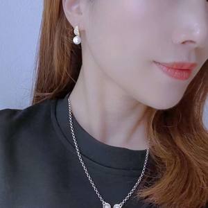 Boucles d'oreilles clous en perles d'eau douce AAAA de haute qualité 8 mm, design <span class=keywords><strong>talon</strong></span> <span class=keywords><strong>haut</strong></span>, hypoallergéniques, plaqué or, ensemble complet de bijoux - Product Image 2