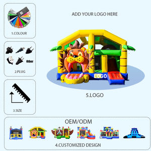 Lion Bouncy Castle Jumping <b>House</b> with Slide Jumping Pastel Castle with Blower <b>Inflatable</b> Bouncy Castle for Kids - Product Image 3