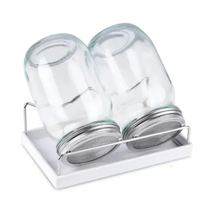 Mason-Juego de tapas de espray de acero inoxidable, jarra de lata vacía de 32oz, con soporte de bandeja de drenaje - Product Image 1