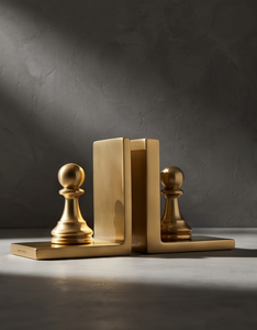 Gold Finish Decorative Bookend Pair <b>Desk</b> <b>Shelf</b> Bookends Elegant Metal Book Holder for Home Office Library Decor Display - Product Image 2