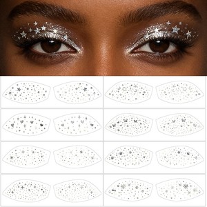 Parches de Maquillaje <span class=keywords><strong>con</strong></span> Purpurina Plateada, Adhesivos Holográficos para Párpados, <span class=keywords><strong>Tatuajes</strong></span> Temporales para Ojos, Purpurina Cosmética para Rostro - Product Image 3