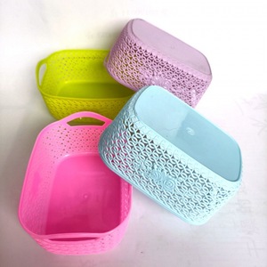 R277 Square Organizer <b>Basket</b>, Storage <b>Basket</b>, Hollowed-out Cosmetics and Jewelry Storage <b>Basket</b>, Colored <b>Plastic</b>, 1 Yuan - Product Image 1