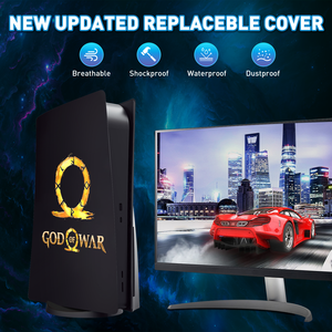 Accesorios de carcasa de placa de repuesto, funda de ABS antiarañazos a prueba de golpes, placa frontal negra para consola <span class=keywords><strong>PS5</strong></span>, versión <span class=keywords><strong>God</strong></span> Of War - Product Image 4