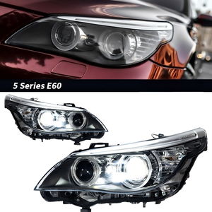 Conjunto de Faros Delanteros para <span class=keywords><strong>BMW</strong></span> <span class=keywords><strong>E60</strong></span> Serie 5 <span class=keywords><strong>520i</strong></span> 523i 525i 530i 2003-2010, Ojo de Ángel, Lente de Proyector Bi-Xenón, Actualización LED DRL - Product Image 1