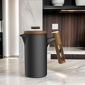 DHPO Hot-Selling Antique Céramique <span class=keywords><strong>Presse</strong></span> Française Cafetière avec Couvercle En Acier Inoxydable Original Manche En Bois pour Cadeau - Product Image 1