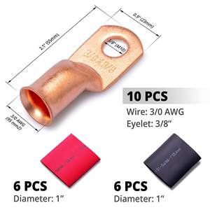 Terminales de Cable de Cobre para Ingeniería Química de 10 AWG con Tubo Termocontraíble para Equipos de Energía - Product Image 2
