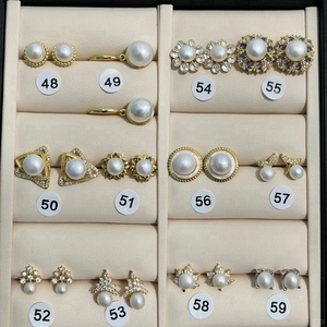 Pendientes de Plata de Ley 925 chapados en oro de 18 quilates <span class=keywords><strong>POLIVA</strong></span>, pendientes de perlas cultivadas de agua dulce blancas redondas - Product Image 4