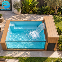 Piscine familiale préfabriquée de luxe en fibre de verre et verre acrylique pour extérieur, piscine conteneurisée de 20 pieds