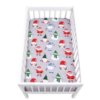 Drap plat de Noël nordique gris clair avec imprimé Père Noël et bonhomme de neige, 100 % coton, 200 fils, drap de lit doux pour bébé pour chambre d'enfant