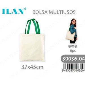 Borsa in tela multiuso Ilan 37x45cm con manico verde Eco Tote - Product Image 3