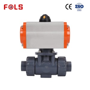 Válvula de Bola Neumática de 3 Vías de Plástico UPVC Roscado Doble con Actuador - Product Image 3