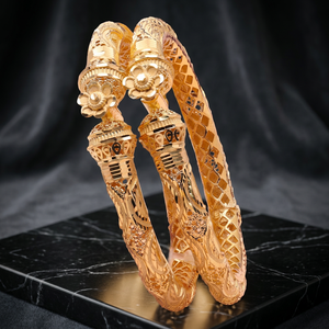 Brazalete Kada Chapado en Oro de 14K, 18K, 24K, Diseño Floral Tradicional, Joyería de Moda, Brazalete de Lujo, Venta al Por Mayor - Product Image 3
