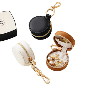 Bolsa de Joyería Redonda de Piel Sintética con Cierre, Estilo Nuevo, Logotipo Personalizado, Simple, Mini, para Guardar Aretes, Embalaje de Viaje, Moda ELEqueen - Product Image 2